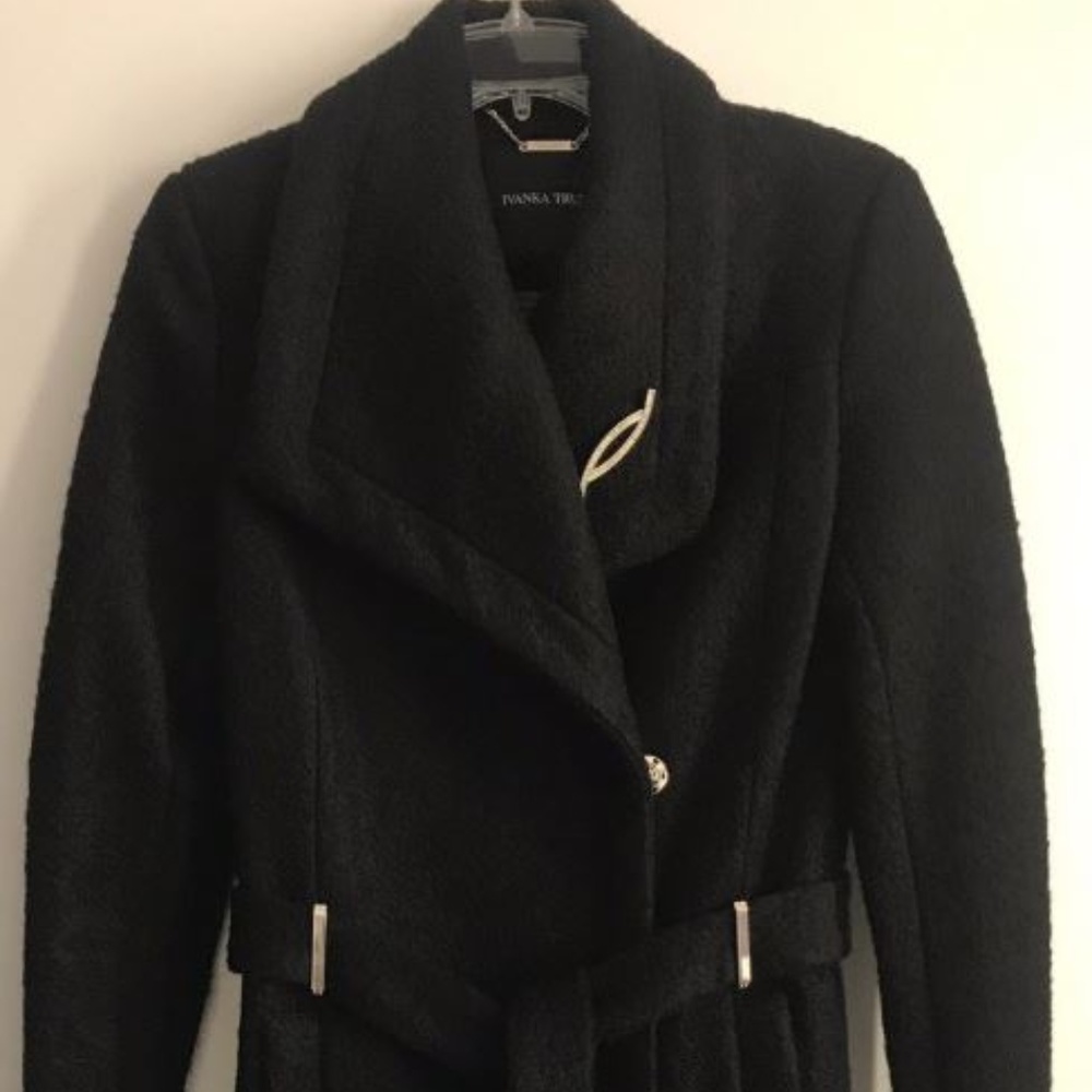 Ivanka Trump Envelope Collar Wool Blend Wrap Coat